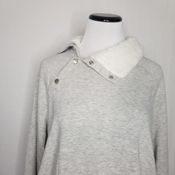 Maternity Sherpa Fleece Sweatshirt Light Gray - Picture 4 of 8